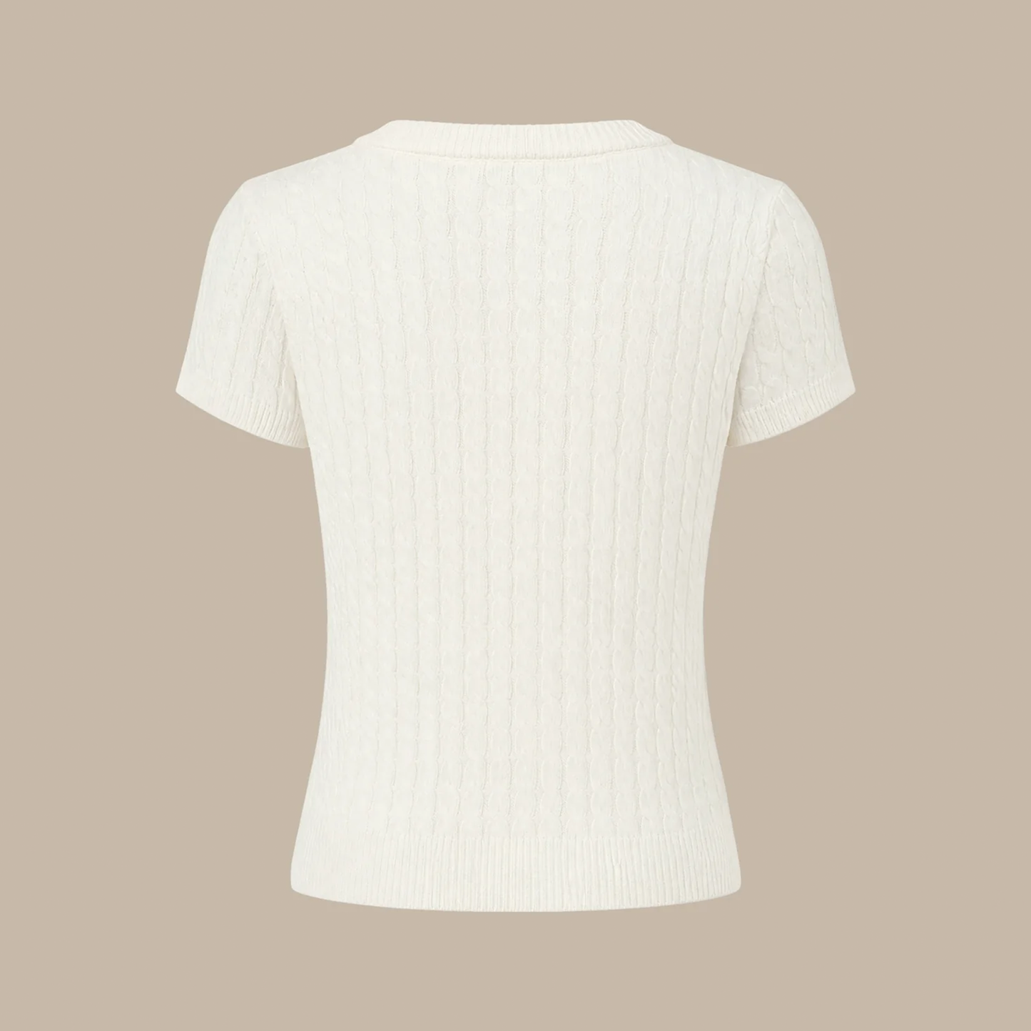 Round‑Neck Short‑Sleeve Textured Knit Casual Cardigan