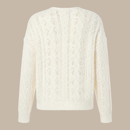 V‑Neck Cut‑Out Textured Knit Casual Cardigan