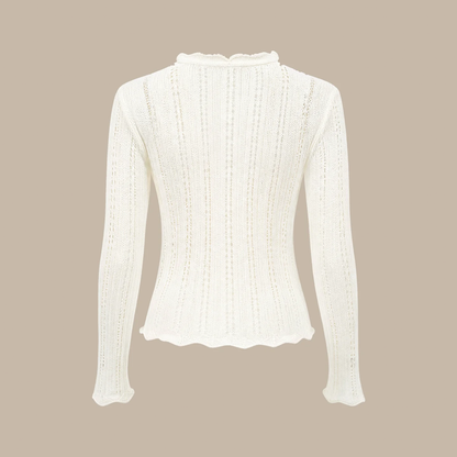 V‑Neck Sequin Cut‑Out Slim Knit Casual Cardigan