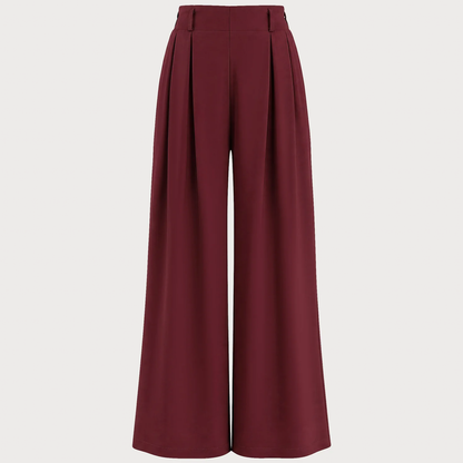 Natural Waist Ankle‑Length Wide Leg Casual Trousers