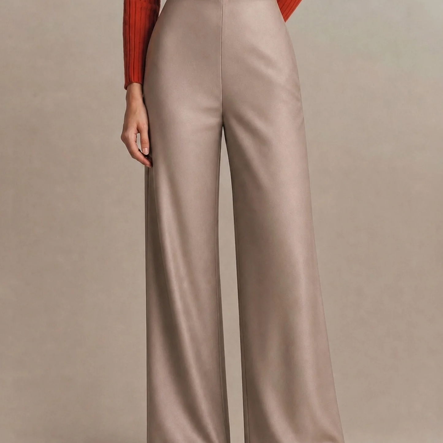 Elastic Waist Full‑Length Straight‑Leg Casual Trousers Pants